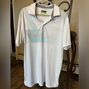 PGA Tour White and Light Blue Men's Polo Shirt